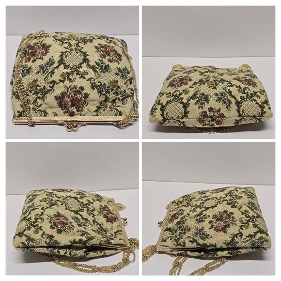 Vintage Walborg Floral Tapestry Purse Shoulder Bag Double Chain West Germany - Picture 4 of 8